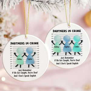Partners in Crime Sea Glass Besties - Personalized Ornament - Christmas Gift for Best Friends