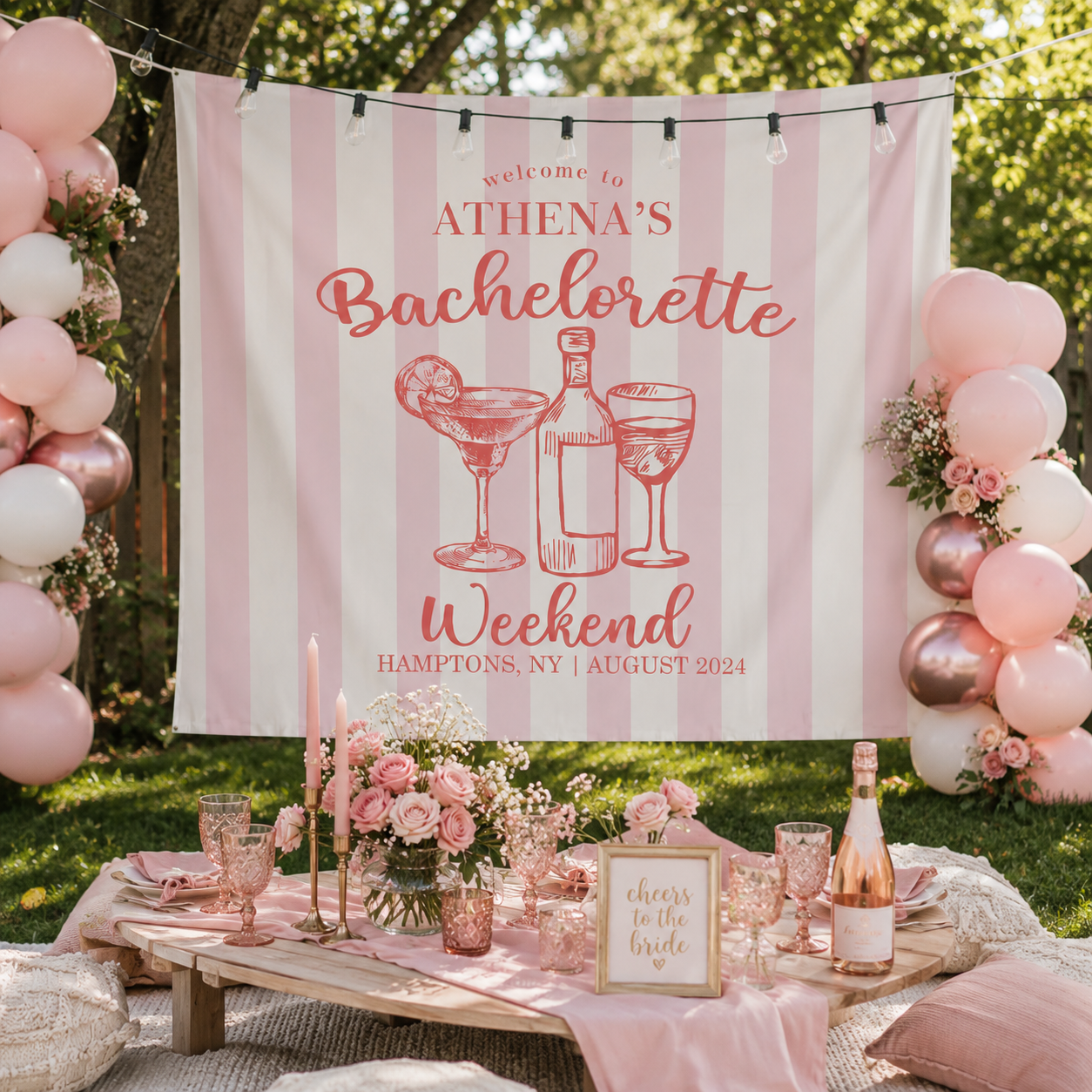 Custom Bachelorette Party Tapestry, Personalized Bachelorette Weekend Banner, Photo Backdrop, Welcome Sign Decorations for Beach Bash
