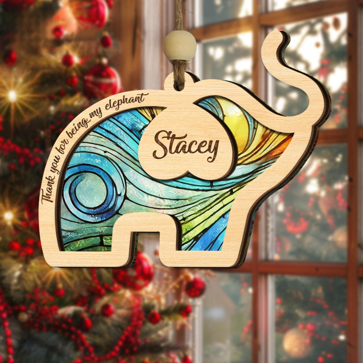 Elephant Friendship Suncatcher Ornament, Friend Ornament, Bestie Ornament, Personalized Best Friend Ornament, Friendship Thank You Gift