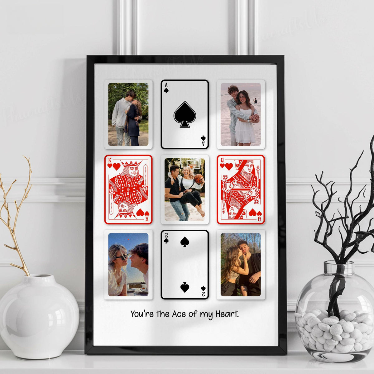 Personalized Photo Collage Canvas, Custom Valentines Day Gift For Boyfriend, Playing Card Photo Collage, Custom Playing Cards Gift For Him