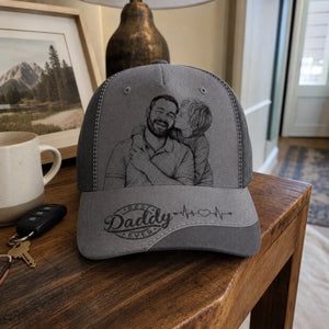 Custom Sketch Line Photo Best Dad Ever - Personalized Classic Cap - Gift For Dad, Father's Day Gift
