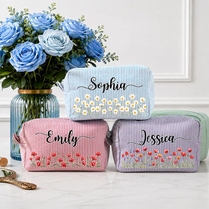Born To Bloom - Personalized Makeup Bag - Gift For Sister, Bestie, Friend, Birthday Gift