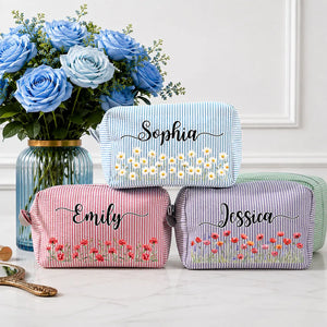 Born To Bloom - Personalized Makeup Bag - Gift For Sister, Bestie, Friend, Birthday Gift