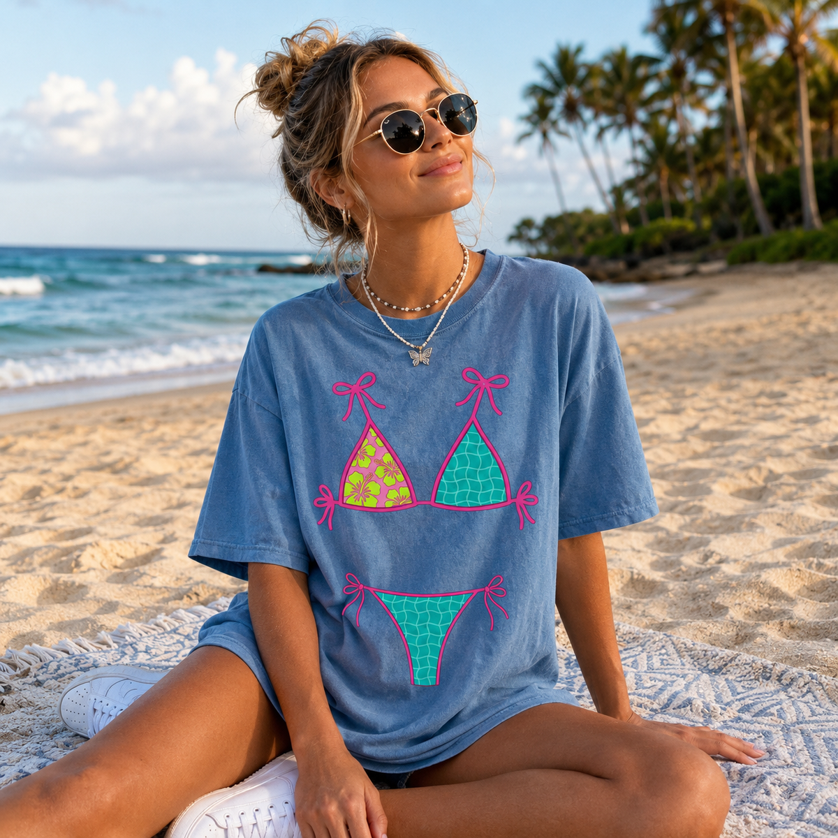 Comfort Colors Bikini Shirt Summer Swimsuit Graphic Tee Beach Girls Trip Vacation Group TShirt Coastal Bachelorette Party Matching Outfit