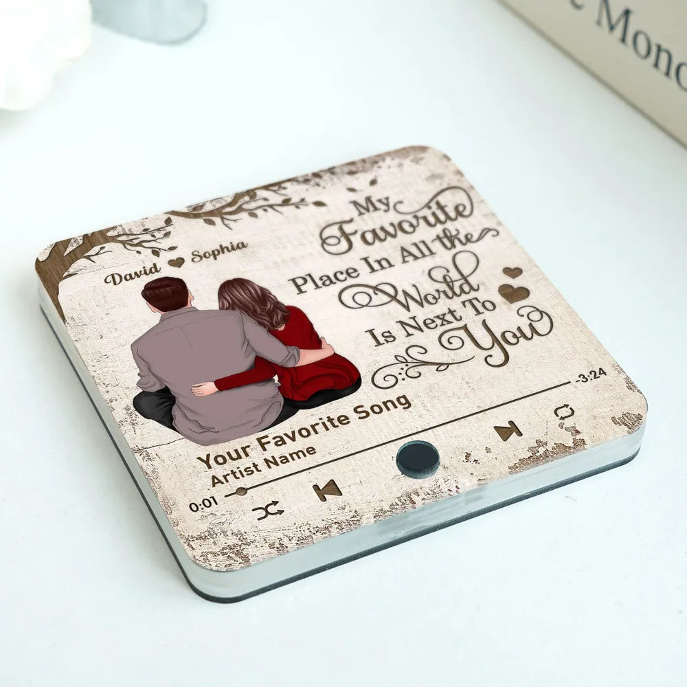 My Favorite Place In All The World Is Next To You - Personalized Music Fridge Magnet - Gift For Couple, For Him, For Her, Anniversary Gift