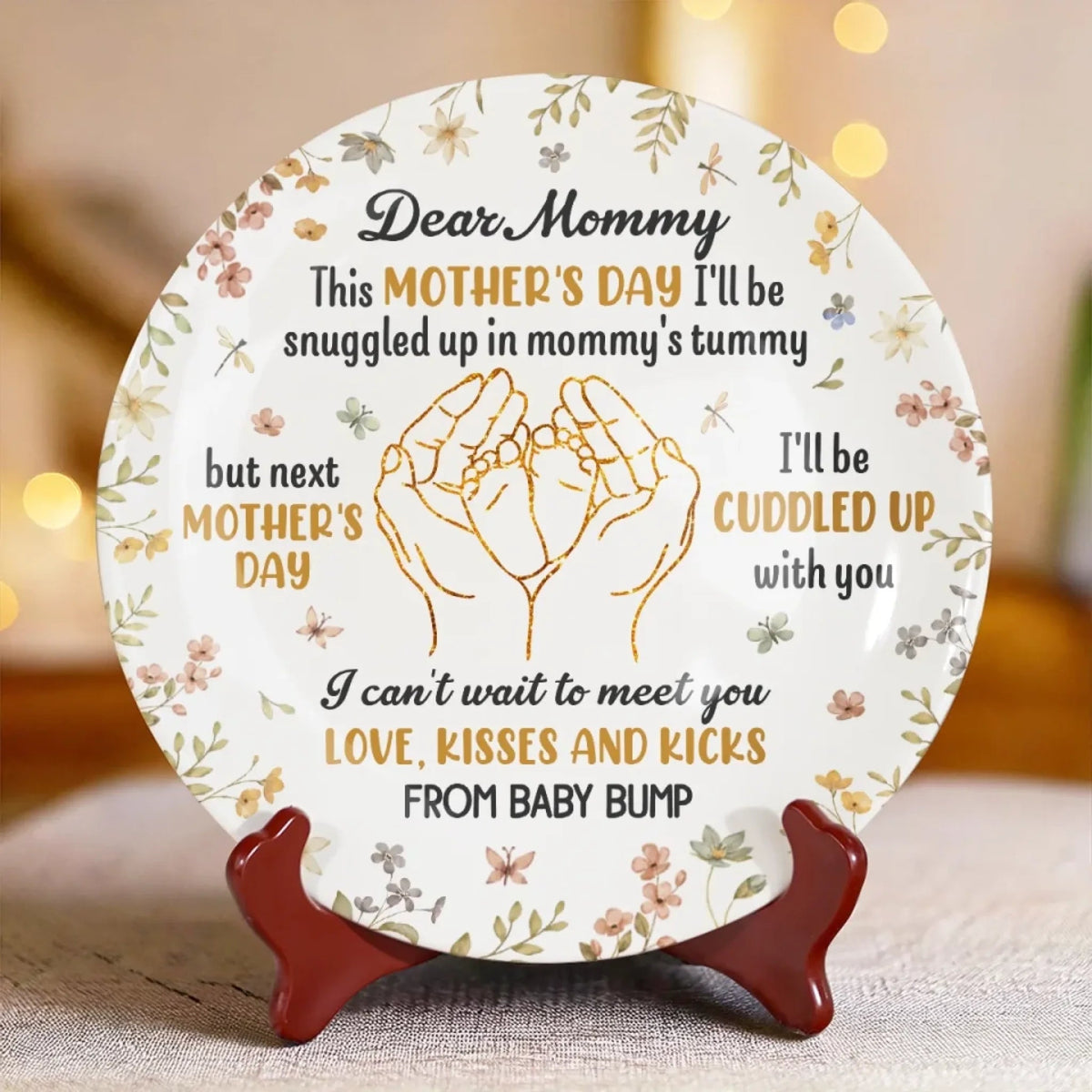 Mommy, I Can t Wait To Meet You - Personalized Ceramic Plate - Baby Shower Gift, Gift For First Mom