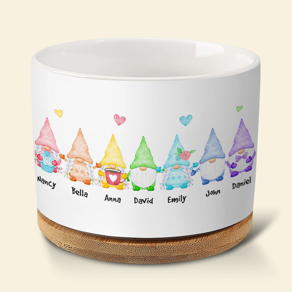 Nana's Little Gnomies - Personalized Plant Pot - Gift For Grandma, Gnome Plant Pot