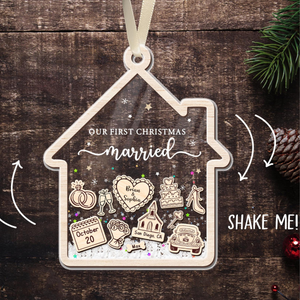 Our First Christmas Married - Personalized 4D Shaker Ornament - Christmas Gift For Couple