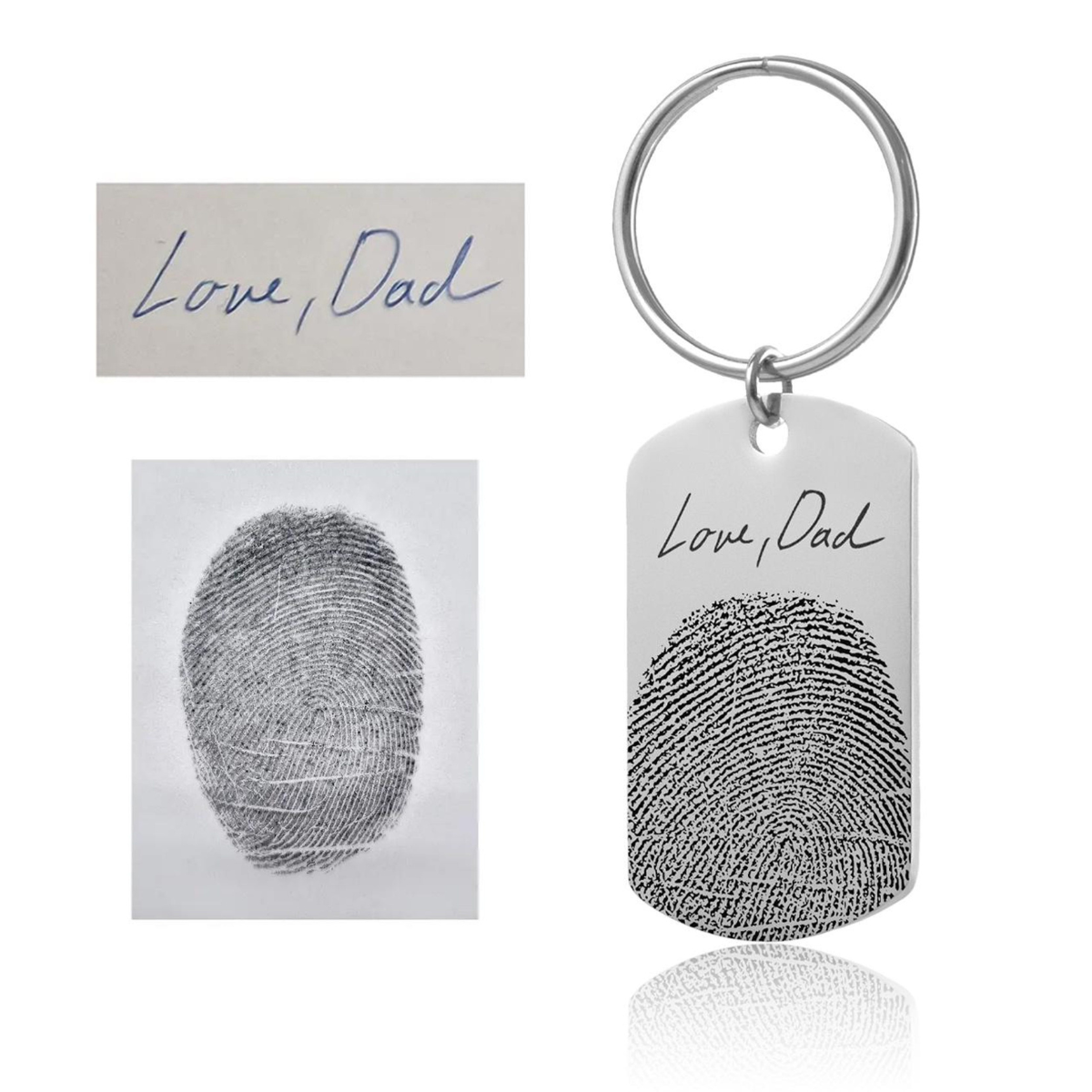 Custom Fingerprint & Handwriting Keychain - Memorial Grief Keychain - Personalized Loss of Mother or Father Keepsake Gift
