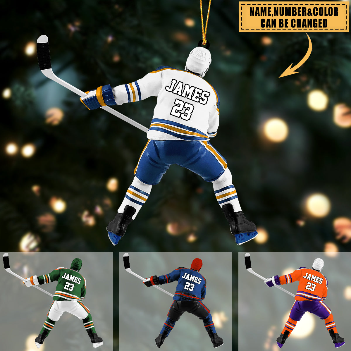 Ice Hockey Player - Personalized Acrylic Ornament - Christmas Gift For Ice Hockey Player