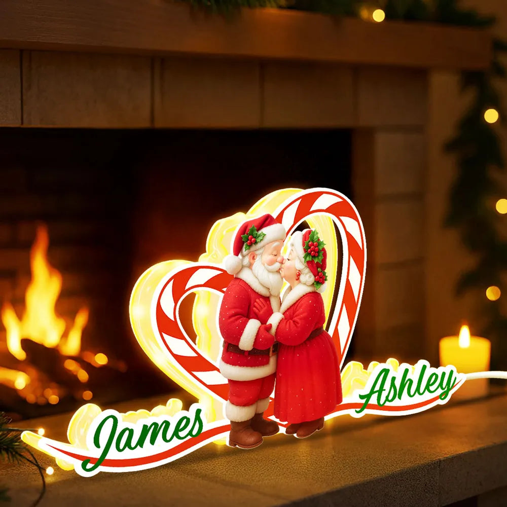 Santa Couple Growing Old Together - Personalized Light Box - Christmas Gift For Couples