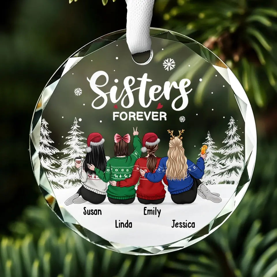 Our Friendship Is Endless - Personalized Crystal Ornament - Christmas Gift For Sisters, Friends, Besties