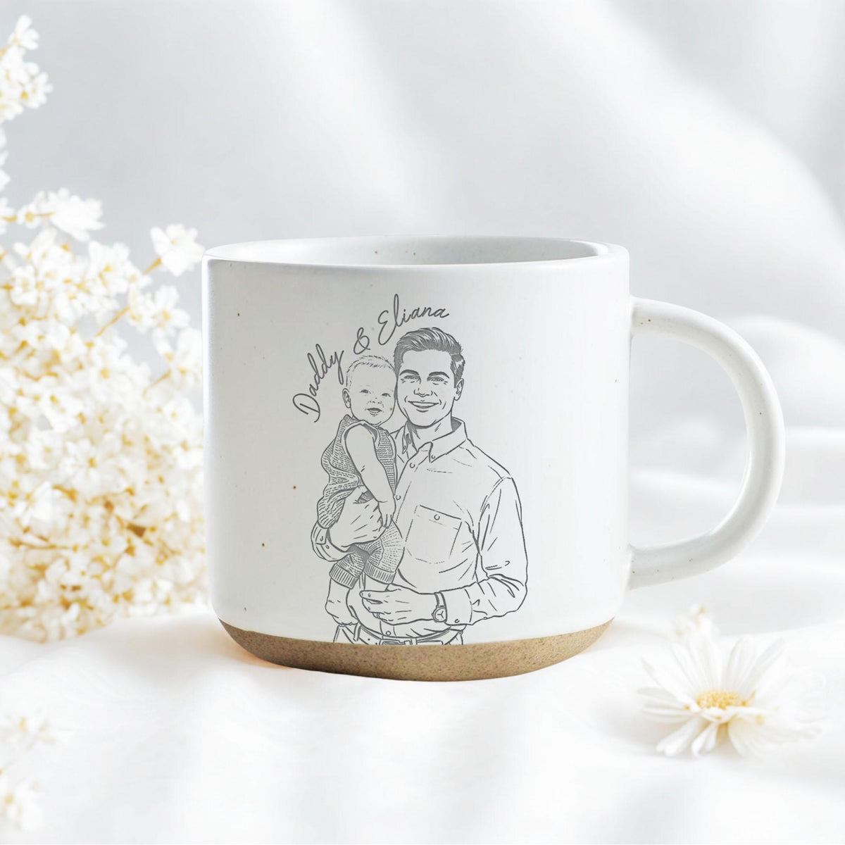 The Day You Became My Dad Engraved Coffee Mug, Personalized Daddy Calendar Pottery Mug, First Father's Day Gift, Gifts from Daughter and Son