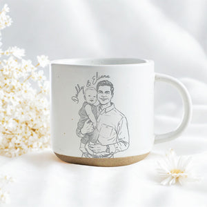 The Day You Became My Dad Engraved Coffee Mug, Personalized Daddy Calendar Pottery Mug, First Father's Day Gift, Gifts from Daughter and Son
