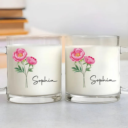 Custom Birth Month Flower - Personalized Glass Mug - Gift For Friends, Gift For Her, BFF Gift