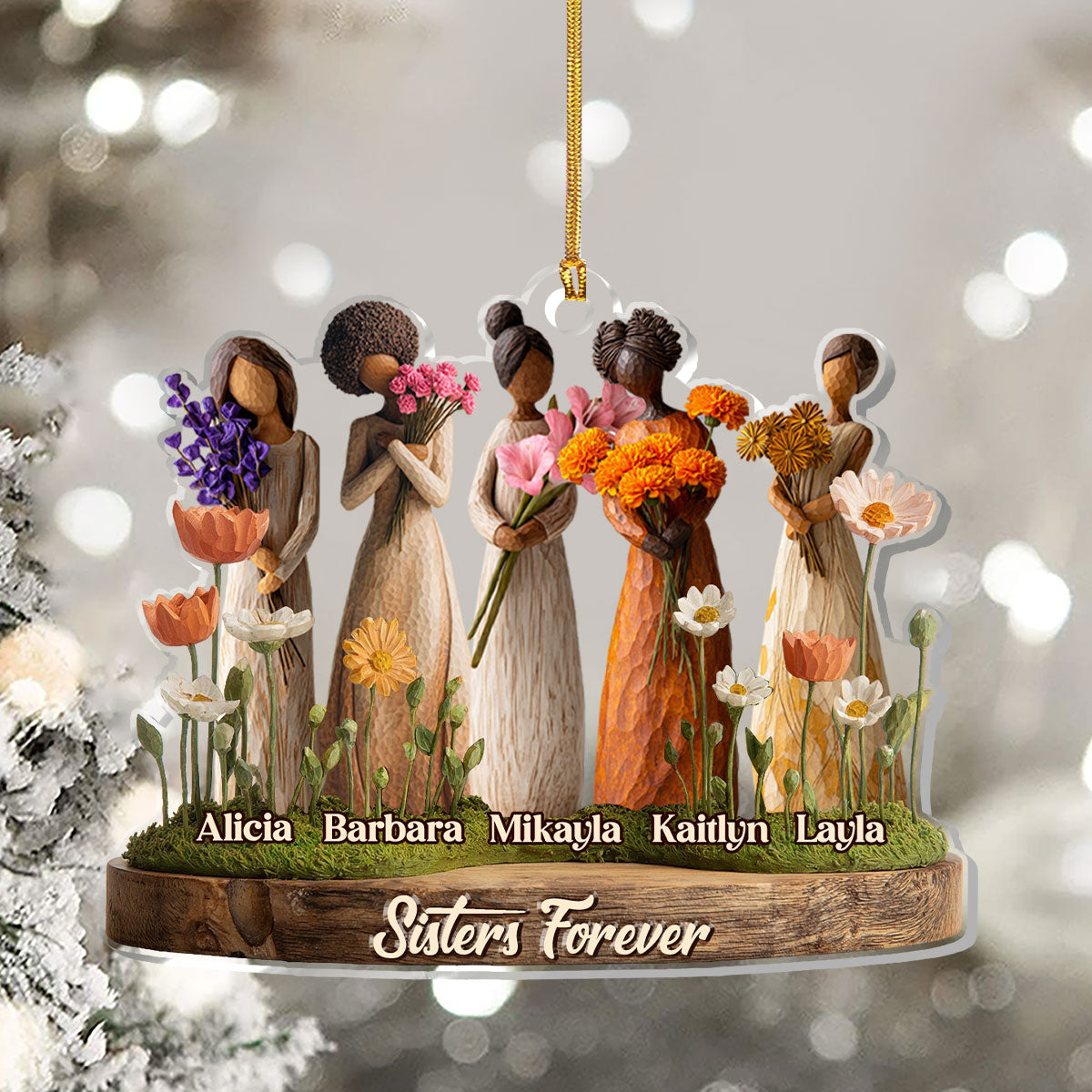 Sisters Forever Birth Month Girl - Personalized Acrylic Ornament - Christmas Gift For Sisters