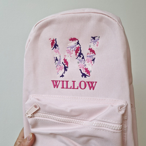 Dinosaur Initial Personalised Kids Backpack, Embroidered with Name, Nursery Bag, Back to School Backpack