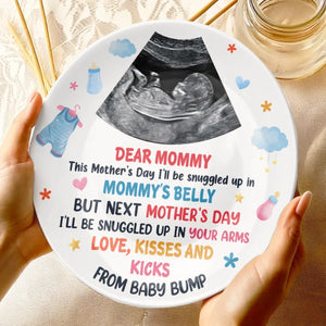 A Tiny Gift, A Huge Joy Custom Ultrasound Photo - Personalized Ceramic Plate - Mother's Day, Baby Shower Gift, Gift For First Mom