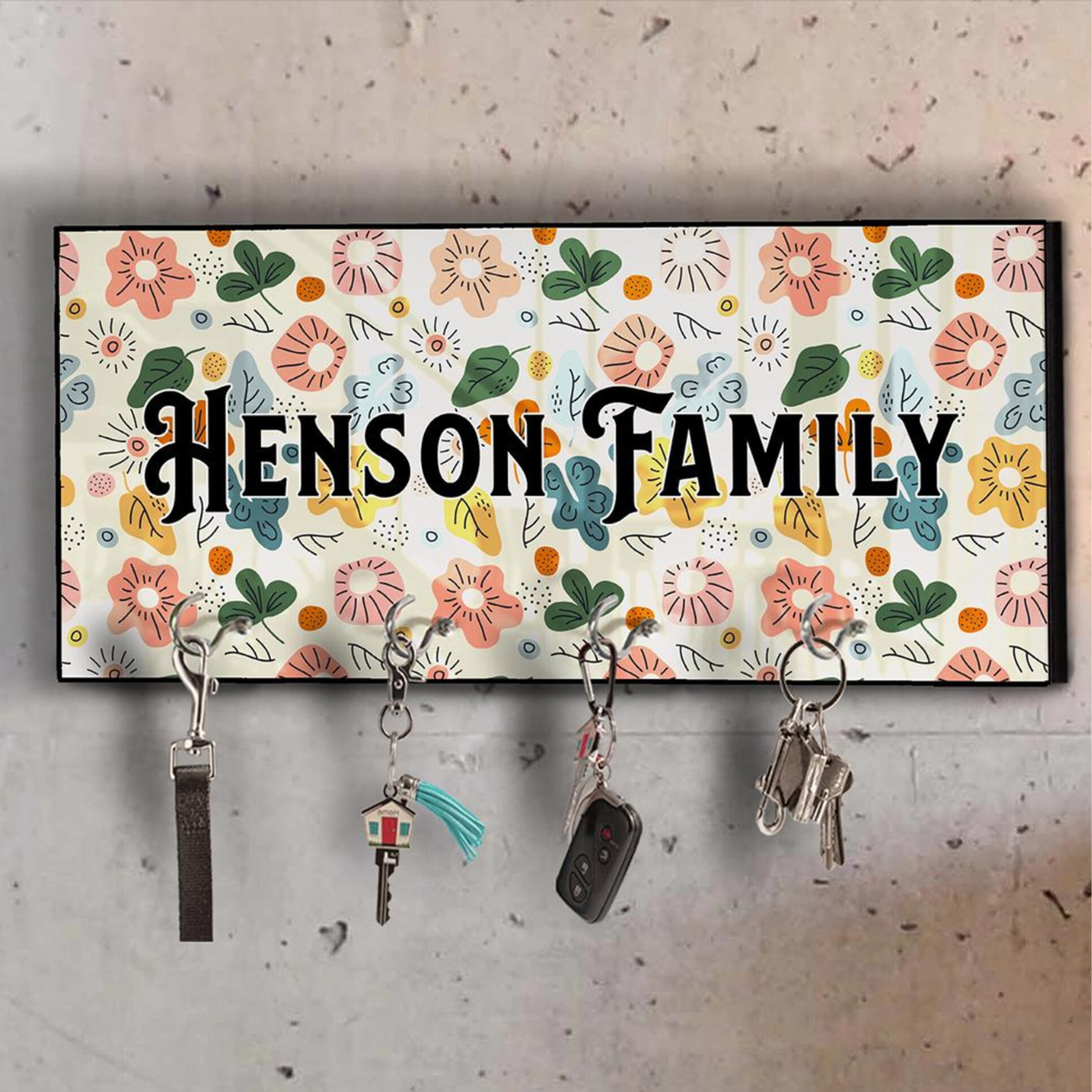 Personalised Key Holder For Wall, Custom Family Name Key Holder, Entryway Organizer, Housewarming Gifts, Wall Key Rack, Realtor Closing Gift