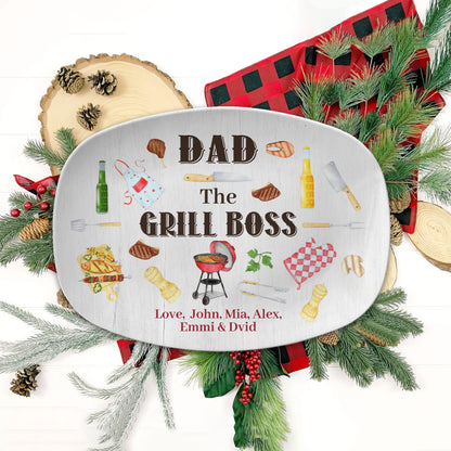 Personalized Dad The Grill Boss Platter, Daddy Grilling Plate, Serving Plate For Dad, Fathers Day Gift, BBQ Gift, Dad Gift From Daughter