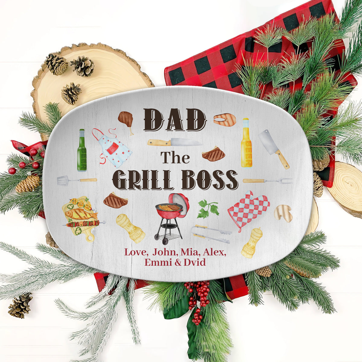 Personalized Dad The Grill Boss Platter, Daddy Grilling Plate, Serving Plate For Dad, Fathers Day Gift, BBQ Gift, Dad Gift From Daughter