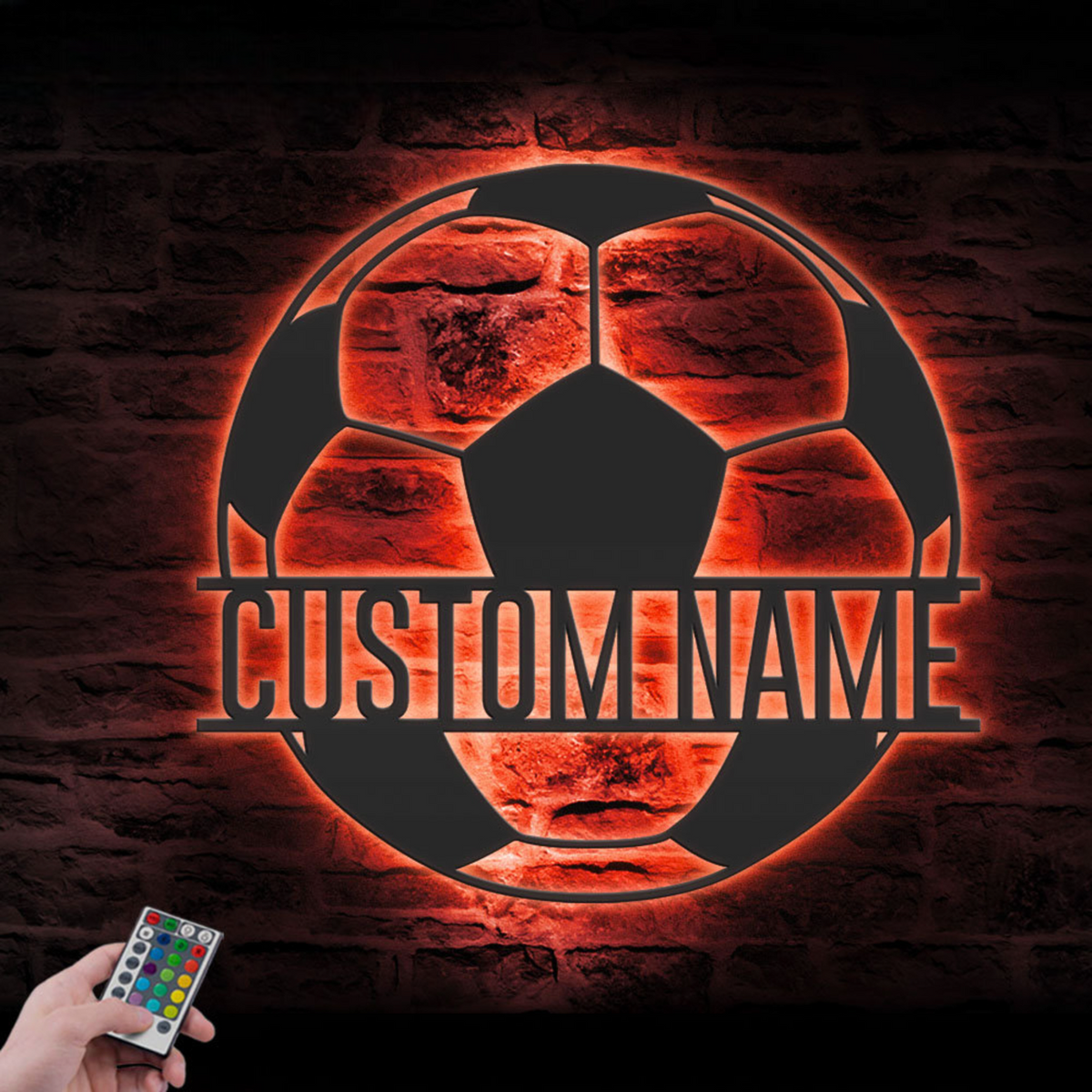 Custom Soccer Ball Metal Wall Art LED Light, Personalized Football Player Lover Sign Home Decor, Kid Boy Girl Nursery Decoration Birthday Xmas