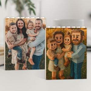 Custom Dad Grandpa & Kid's Photo, Personalized Photo Building Brick Block, Father's Day Gift