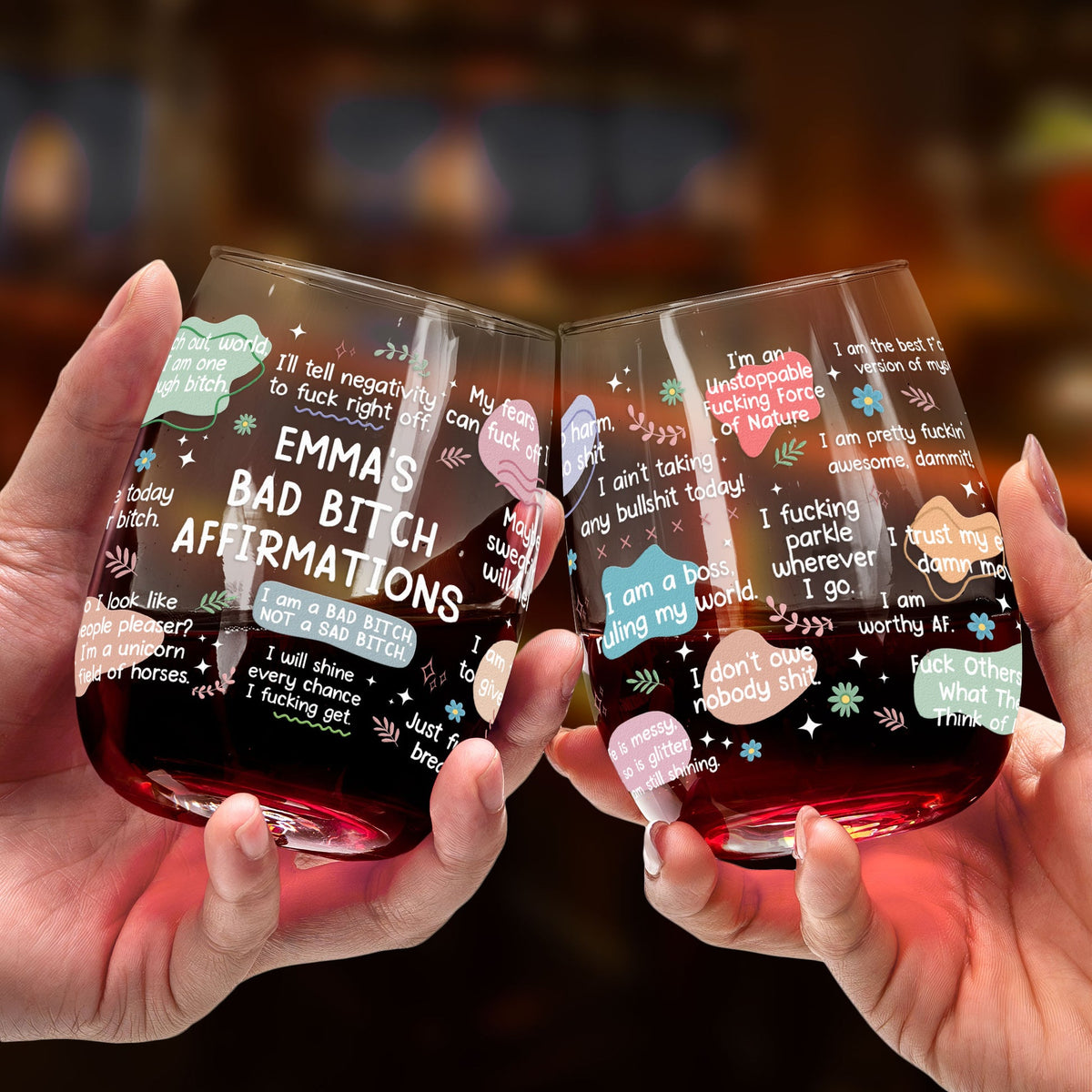 Daily Reminder - Personalized Wine Glass - Funny Gifts For Coworkers, Friends, Self Gift