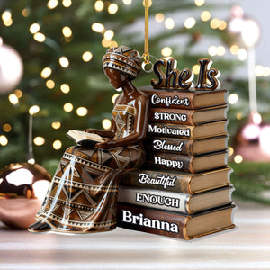 God Says She Is Black Girl - Personalized Acrylic Ornament - Christmas Gift