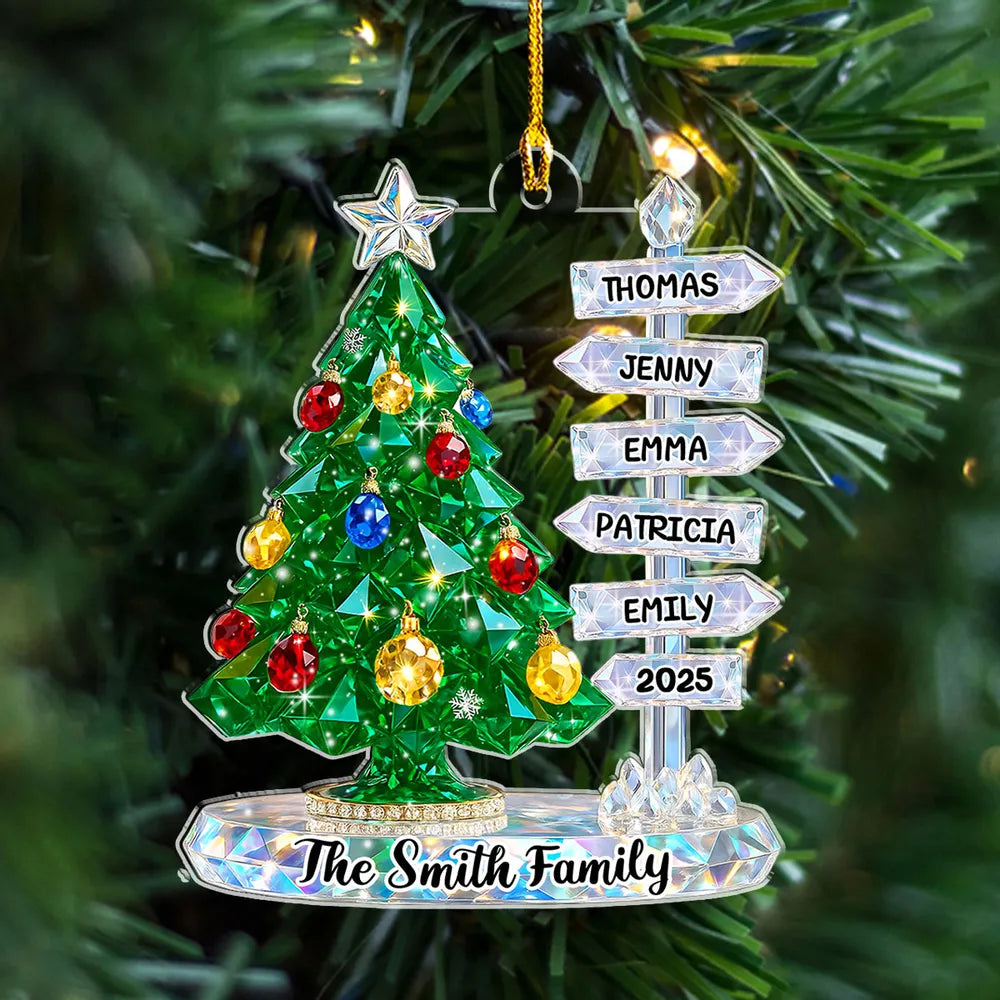 Family Wonder Glass Effect Christmas Tree - Personalized Acrylic Ornament - Christmas Gift For Family