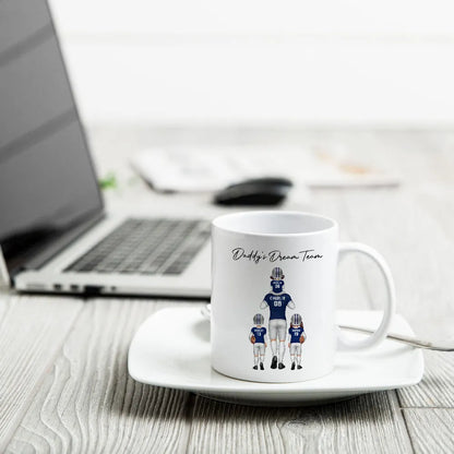 Daddy's Dream Team American Football Dad - Personalized Mug - Gift For Football Dad, Father's Day Gift
