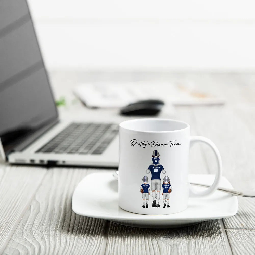 Daddy's Dream Team American Football Dad - Personalized Mug - Gift For Football Dad, Father's Day Gift