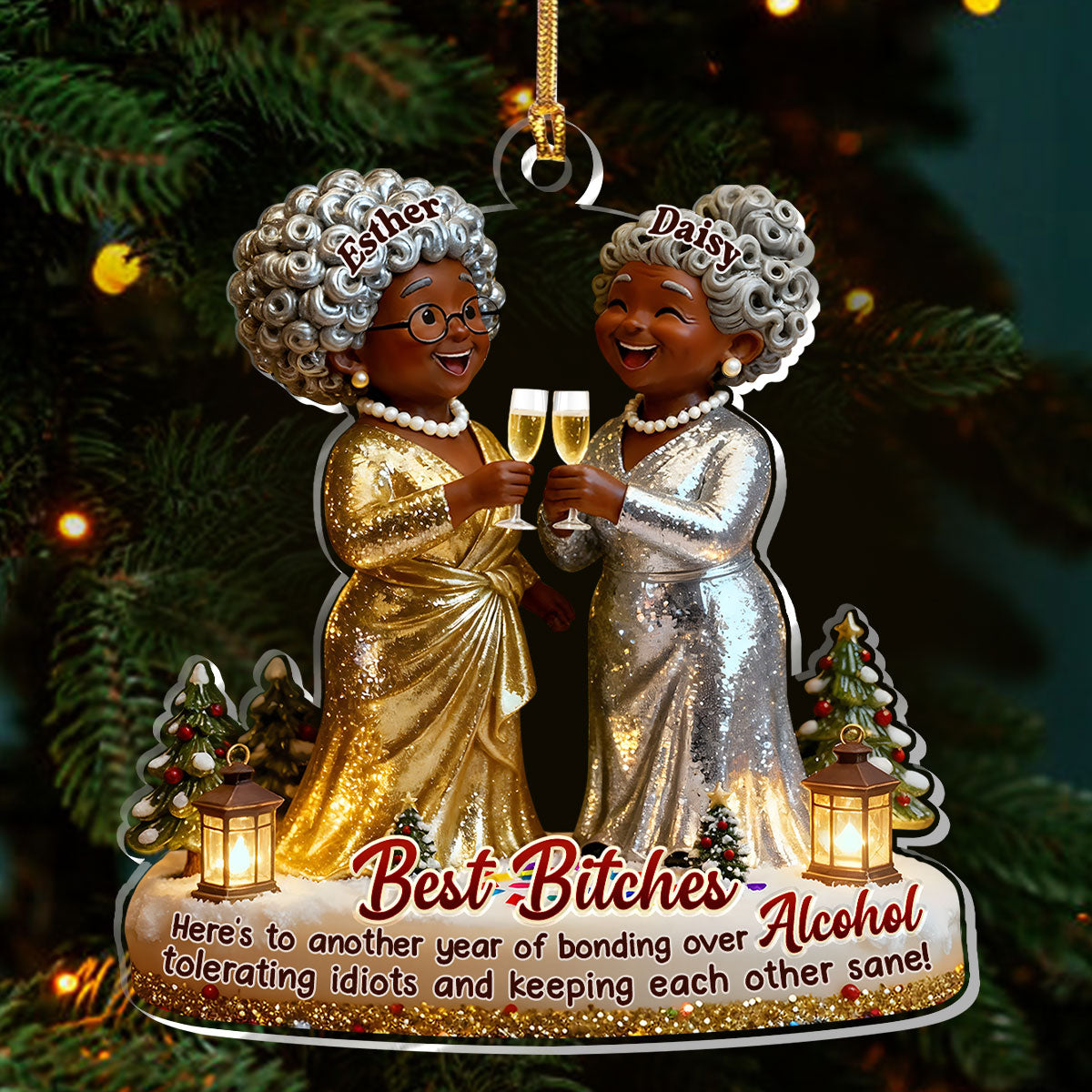 Funny Best Friends Party Women - Personalized Acrylic Ornament - Christmas Gift For Sisters, Besties