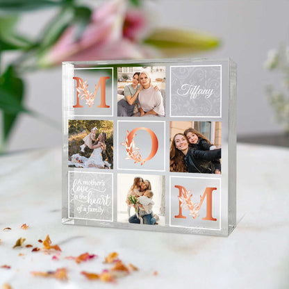 A Mother's Love Is The Heart Of A Family - Personalized Acrylic Plaque - Gift For Mom, Mother's Day, Birthday Gift