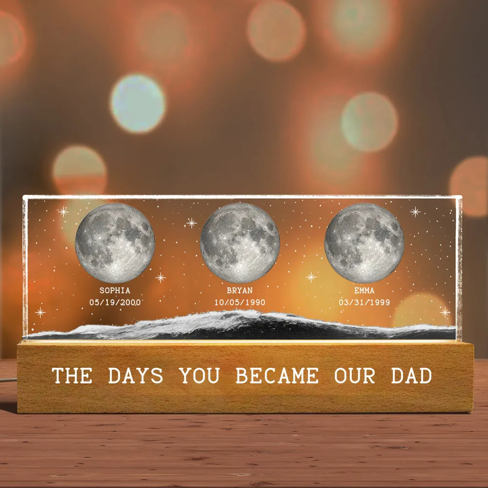 The Night You Became My Dad - Personalized 3D LED Light Wooden Base - Gift For Dad, Father's Day, Birthday Gift
