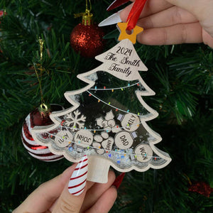 Christmas Tree With Family Member's Name - Personalized 4D Shaker Ornament - Christmas Gift For Family