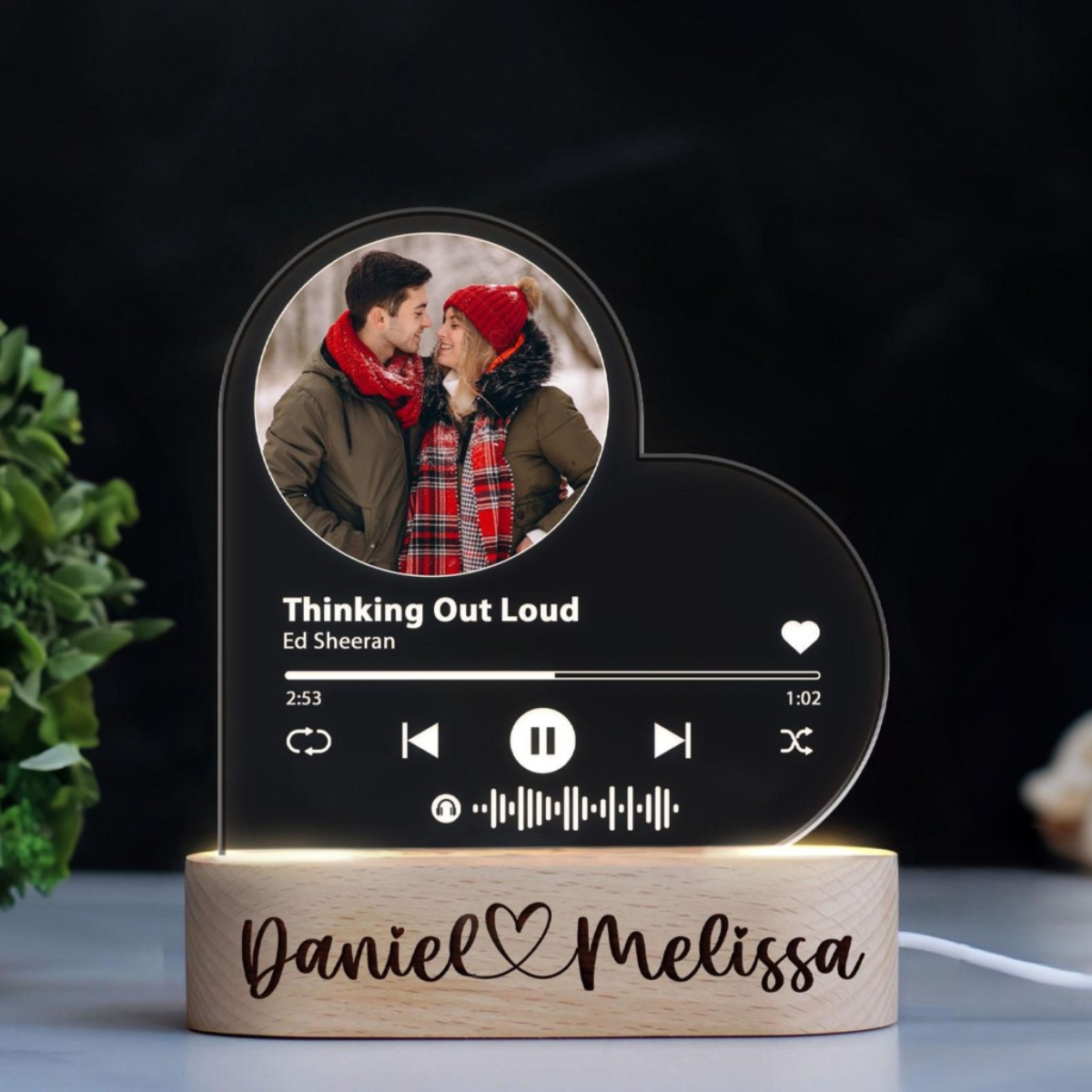 Custom Photo Acrylic Lamp Song Plaque, Anniversary Gift For Couple, LED Music Plaque, Custom Name Couple Gift, Valentine's Gifts For Couple