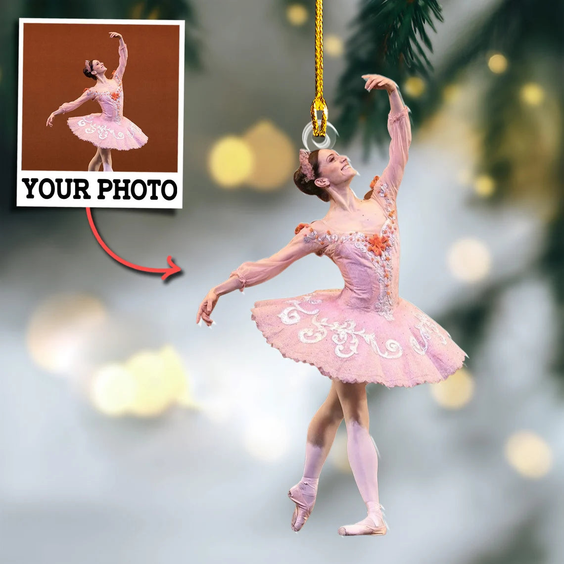 Custom Photo Gifts For Ballerina, Upload Ballet Photo Christmas Ornament