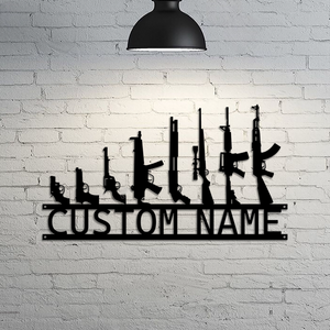 Custom Gun Metal Sign LED Light, Gun Metal Wall Art, Personalized Armory Sign, Armory Decor, Military Decor, Veteran Gift