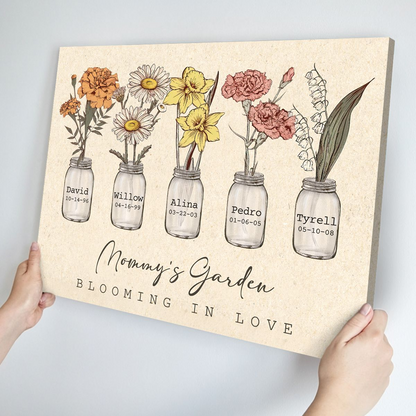 Mommy's Garden Blooming Love - Personalized Canvas - Gift For Mom, Grandma, Mother's Day, Birthday Gift