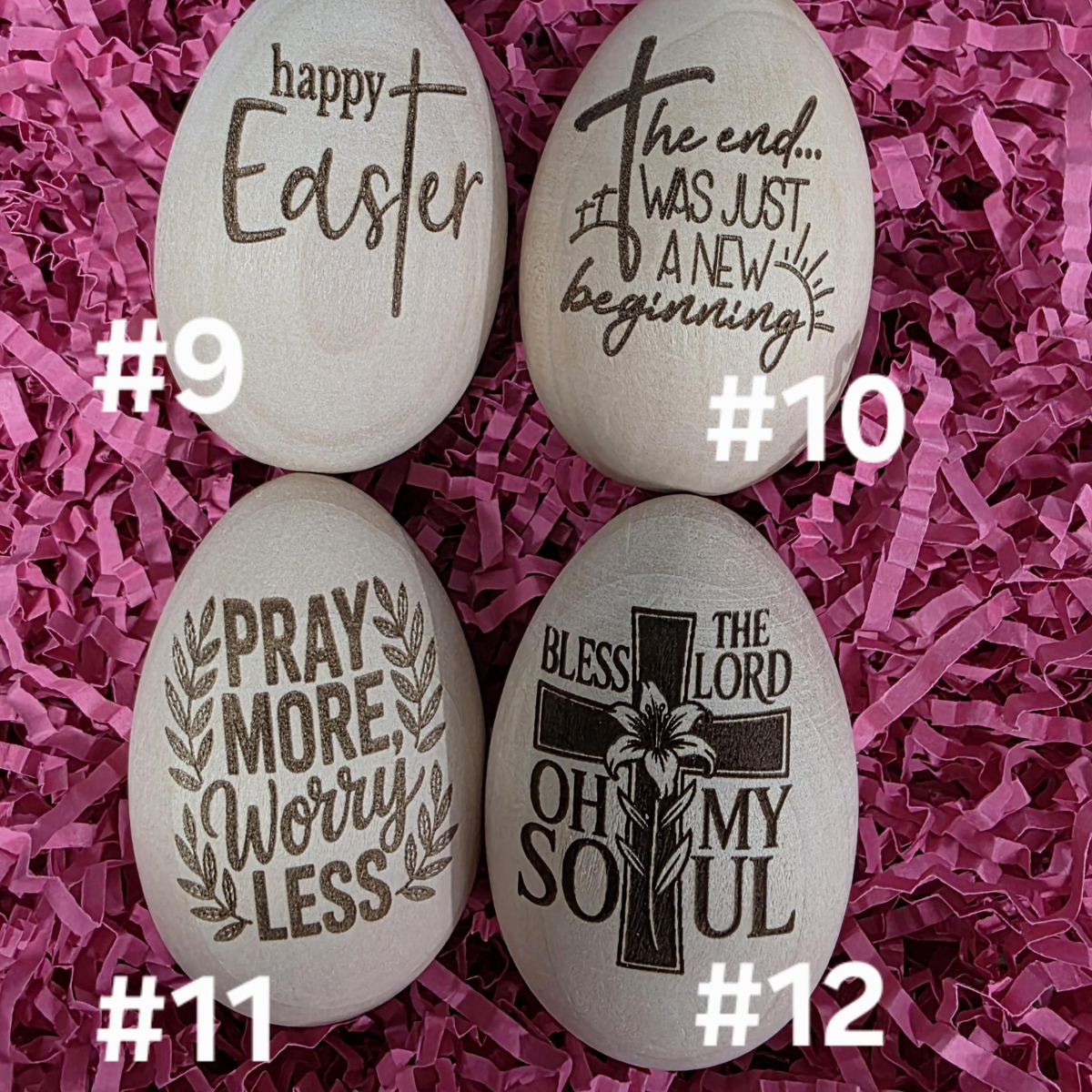 Engraved Wood Easter Eggs Christian Holiday Decor, Easter Day Gift For Family, Baby & Kid