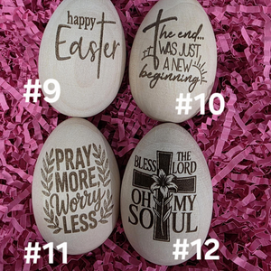 Engraved Wood Easter Eggs Christian Holiday Decor, Easter Day Gift For Family, Baby & Kid