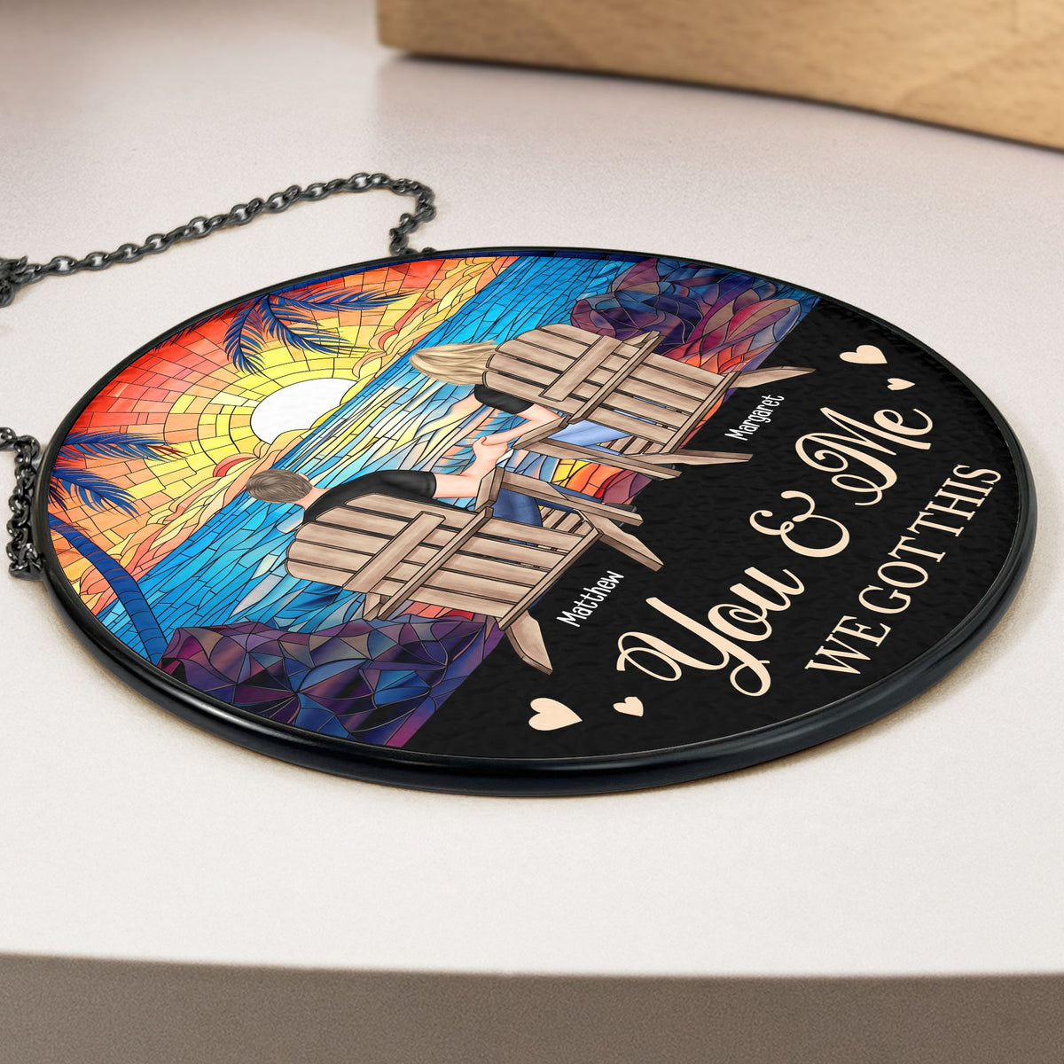 I Found You & You Found Me - Personalized Suncatcher Ornament - Gift For Couple, Anniversary Gift, Room Decor