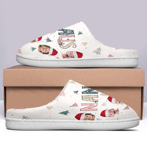 Custom Photo The Coolest Nana Claus Ever - Personalized Fleece Slipper - Christmas Gift For Grandma