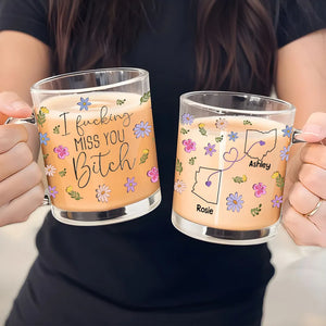 I Miss You Bestie Glass Mug, Personalized Best Friend Gift, Custom Bestie Mug, Long Distance