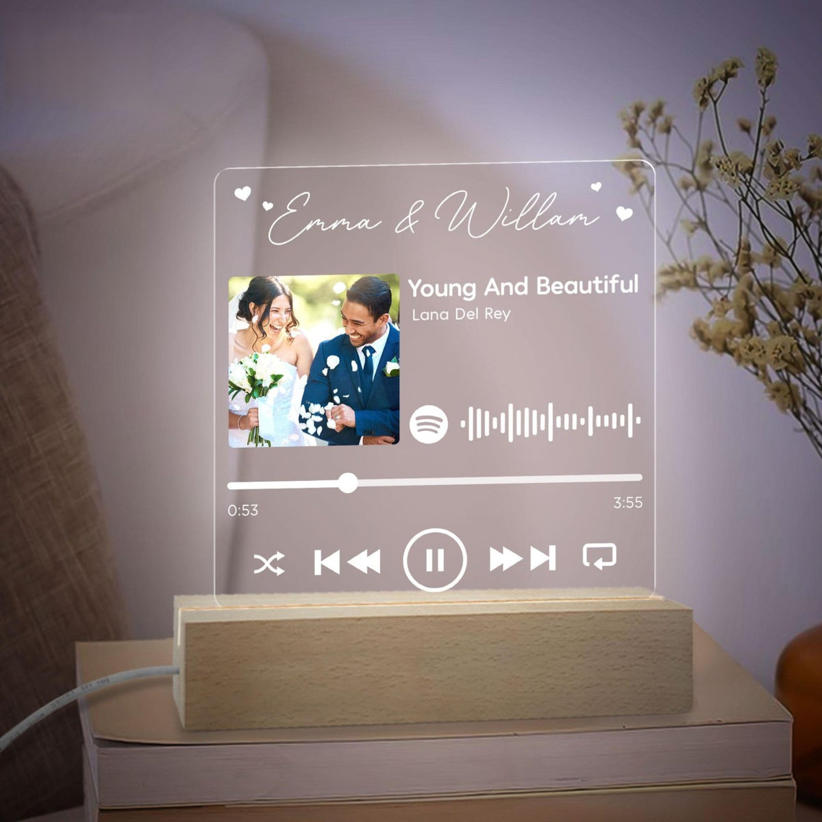 Custom Song Couple Night Light, Our Love Story Gift, Anniversary Gifts, Romantic Gift For Couple, Valentines Day Gift For Couple