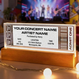 Custom Favorite Music Concert Photo Ticket - Personalized Acrylic Block LED Night Light - Gift For Music Lovers
