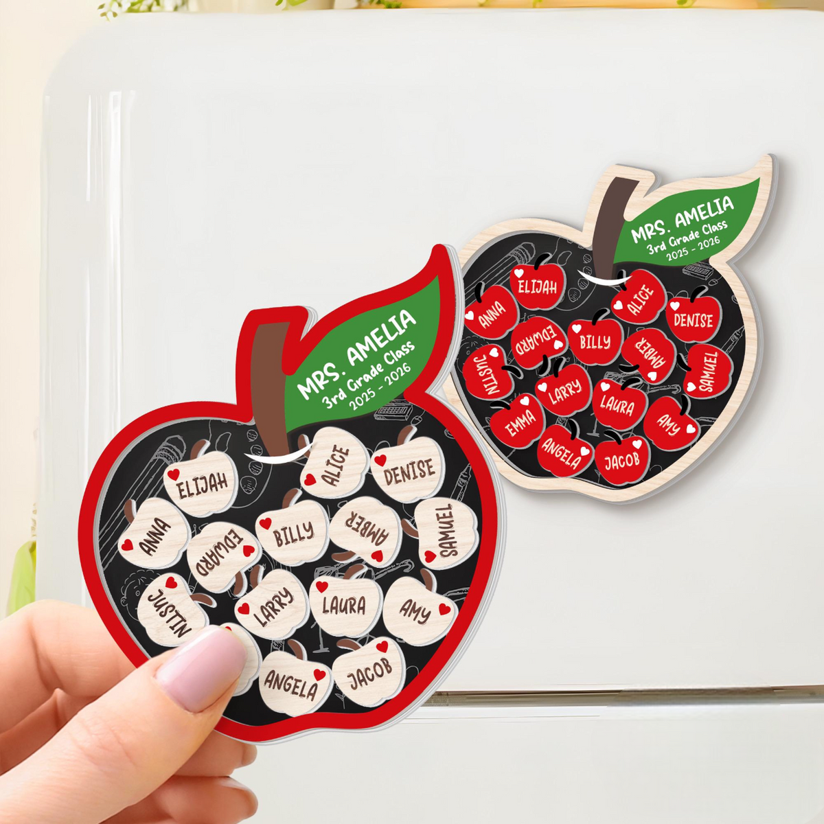 Custom Teacher Apple Magnet 3D, Teacher Gifts, Back To School Gifts, Teacher Name Magnet, Teacher Shaker Magnet, Thank You Teacher Gifts