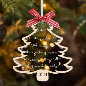 Christmas Tree Custom Family Members Name - Personalized Wood & Acrylic Ornament - Christmas Gift For Family