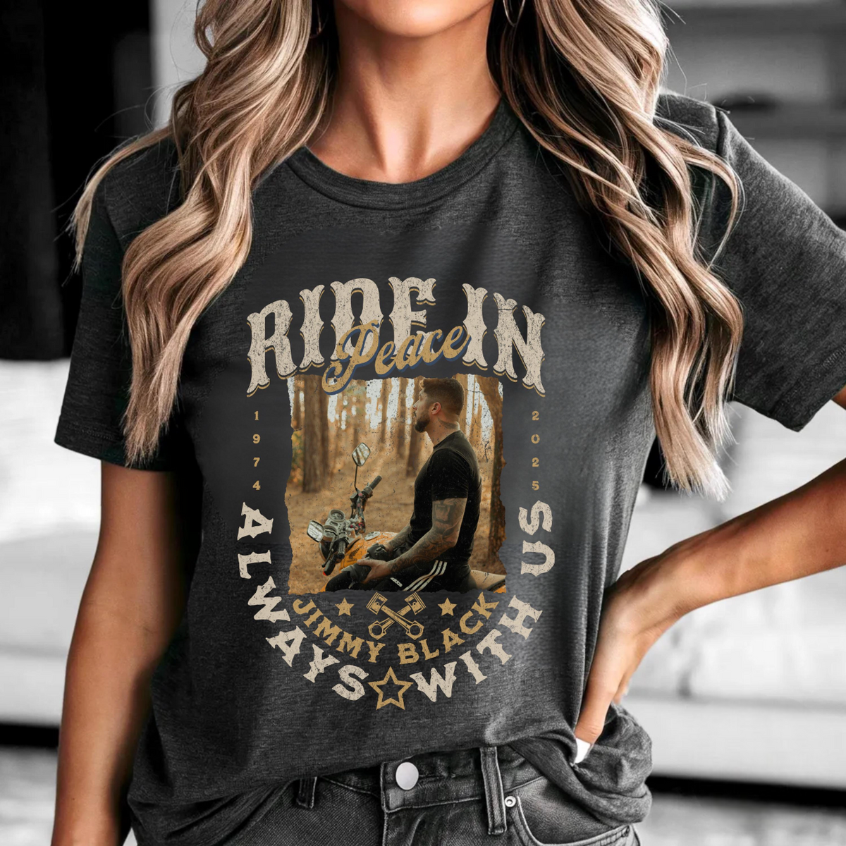 Ride In Peace Always With Us Shirt, Custom Funeral Photo Shirt, Rest In Peace Memory Shirt, Remembrance Shirt, Custom Last Photo Shirt